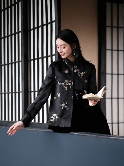 Sheng Tang Peony| Silk jacquard satin melon-patterned waistcoat