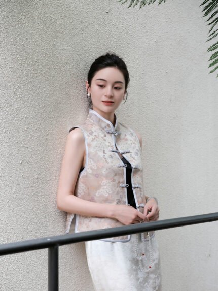 Sheng Tang Peony | Double-sided Brocade Song Brocade Pine Tree Pattern Open-front Jacket